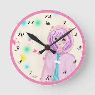 My digital drawing children Acrylic Wall Clock LS  Runde Wanduhr
