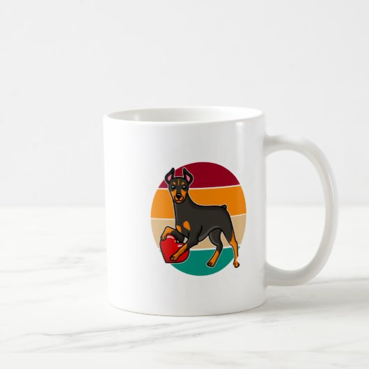 My Doberman Is My Valentine Heart Retro Sunset Dog Kaffeetasse (Rechts)