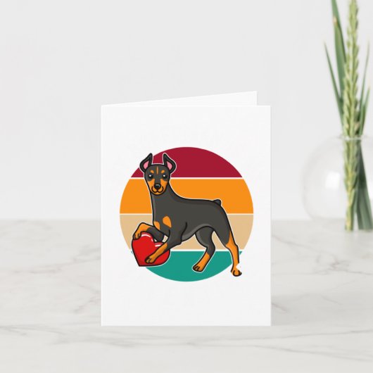 My Doberman Is My Valentine Heart Retro Sunset Dog Karte (Vorderseite)