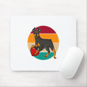 My Doberman Is My Valentine Heart Retro Sunset Dog Mousepad (Mit Mouse)