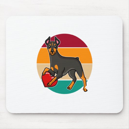 My Doberman Is My Valentine Heart Retro Sunset Dog Mousepad (Vorne)