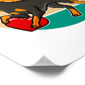 My Doberman Is My Valentine Heart Retro Sunset Dog Poster (Ecke)