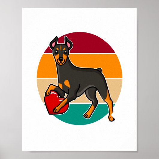 My Doberman Is My Valentine Heart Retro Sunset Dog Poster (Vorne)