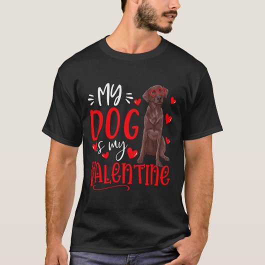 My Dog Is My Valentine Chocolate Labrador Valentin T-Shirt (Vorderseite)