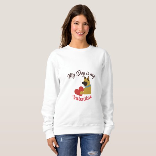 My Dog Is My Valentine – Cute Dog Love Illustratio Sweatshirt (Vorne ganz)
