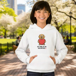 My Dog Is My Valentine | Cute Golden Retriever Kid Hoodie