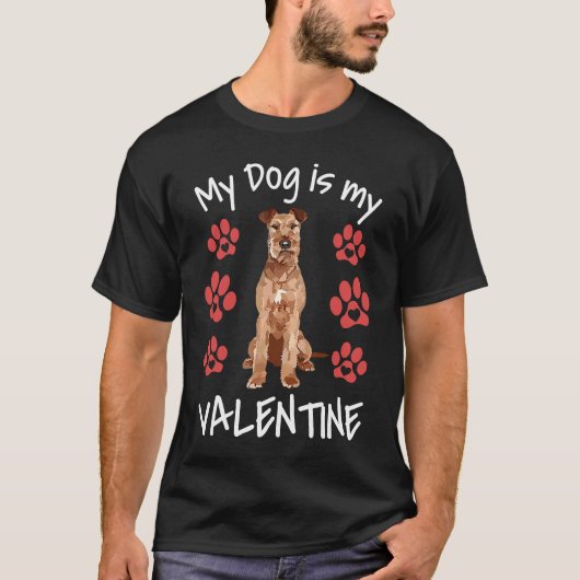 My Dog Is My Valentine Cute Irish Terrier Dog Paw  T-Shirt (Vorderseite)