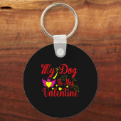 My Dog Is My Valentine Day Heart Love Dog Valenti Schlüsselanhänger (Vorderseite)