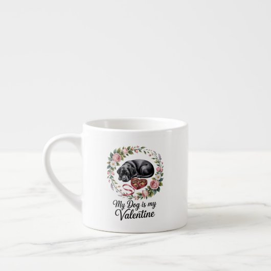 My Dog Is My Valentine Floral Puppy Lover Design Espressotasse (Links)