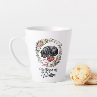 My Dog Is My Valentine Floral Puppy Lover Design Milchtasse