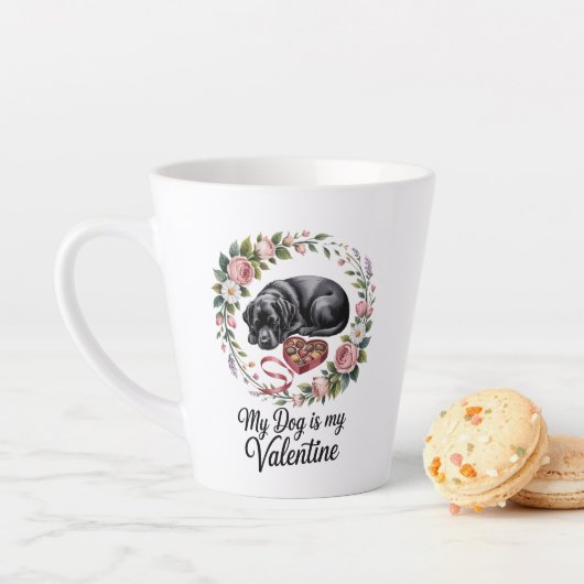 My Dog Is My Valentine Floral Puppy Lover Design Milchtasse (Beispiel)