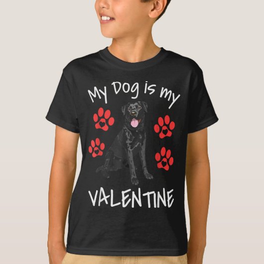 My Dog Is My Valentine Funny Black Lab Cute Dog Pa T-Shirt (Vorderseite)