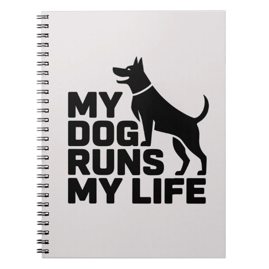 My Dog Runs My Life Minimal Dog Quote Art Notizblock (Vorderseite)