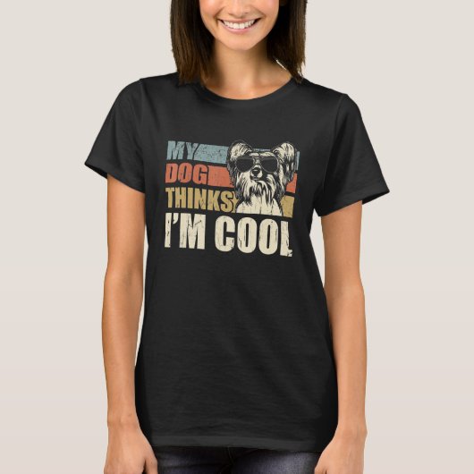 My Dog Thinks I'm Cool Chinese Crested Retro Dad T-Shirt (Vorderseite)