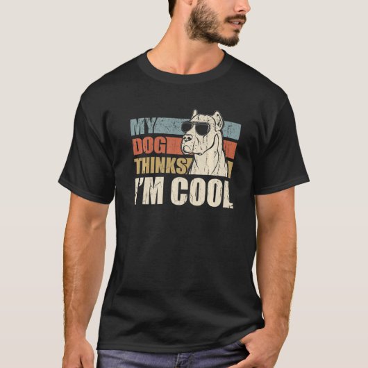 My Dog Thinks I'm Cool Dogo Argentino Retro Dad M T-Shirt (Vorderseite)