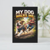 My Dog Walks Me Dankeskarte (Stehend Vorderseite)