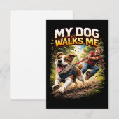 My Dog Walks Me Dankeskarte (Vorne/Hinten)