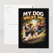 My Dog Walks Me Postkarte (Vorne/Hinten)