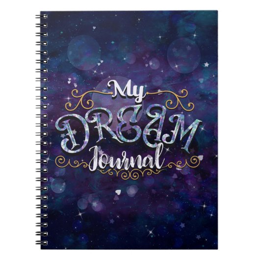 My Dream Journal Indigo Violet Hearts & Stars Notizblock (Vorderseite)