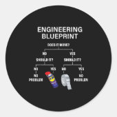 My Engineering Blueprint - Funny Engineer Runder Aufkleber (Vorderseite)