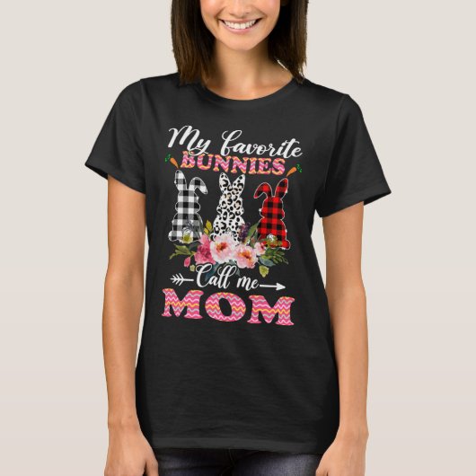 My Favorite Bunnies Call Me Mom Easter Leopard T-Shirt (Vorderseite)