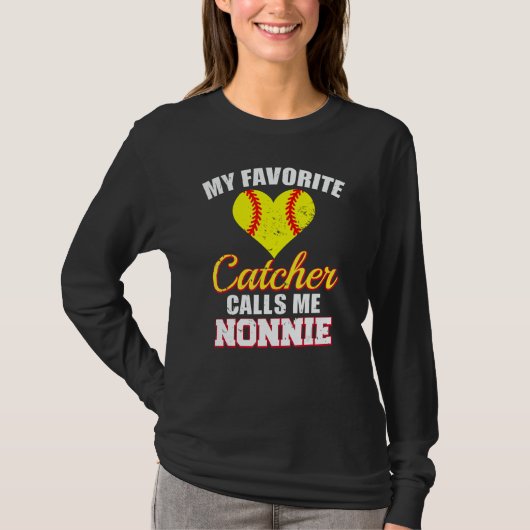 My Favorite Catcher Calls Me Nonnie Catcher Softba T-Shirt (Vorderseite)