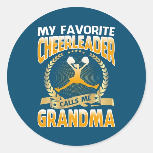 My Favorite Cheerleader Calls Me Grandma Runder Aufkleber (Vorderseite)