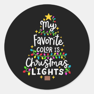My Favorite Color Is Christmas Lights Funny Xmas M Runder Aufkleber