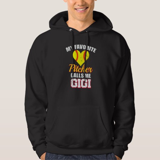 My Favorite Pitcher Calls Me Gigi Pitcher Softball Hoodie (Vorderseite)