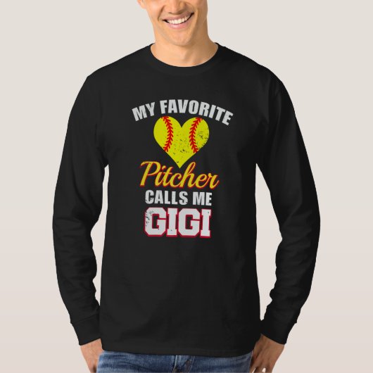 My Favorite Pitcher Calls Me Gigi Pitcher Softball T-Shirt (Vorderseite)