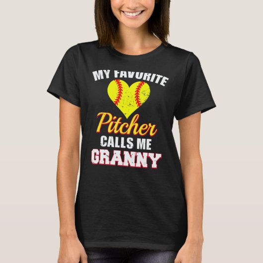 My Favorite Pitcher Calls Me Granny Pitcher Softba T-Shirt (Vorderseite)