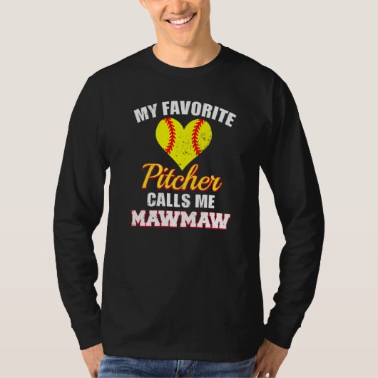 My Favorite Pitcher Calls Me MawMaw Pitcher Softba T-Shirt (Vorderseite)