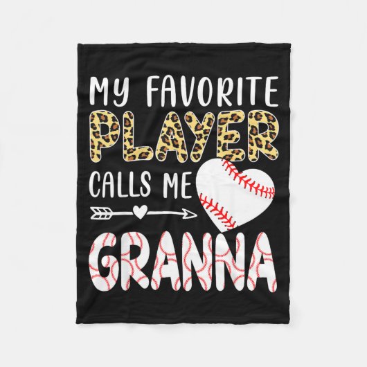 My Favorite Player Calls Me Gr Baseball Leopard  Fleecedecke (Vorderseite)