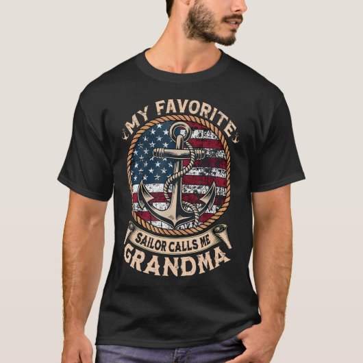 My Favorite Sailor Calls Me Grandma Retro Anchor U T-Shirt (Vorderseite)