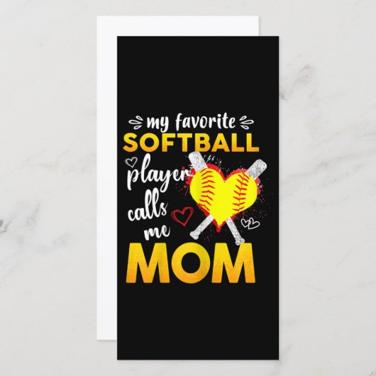 My Favorite Softball Player Calls Me Mom Dankeskarte (Vorne/Hinten)