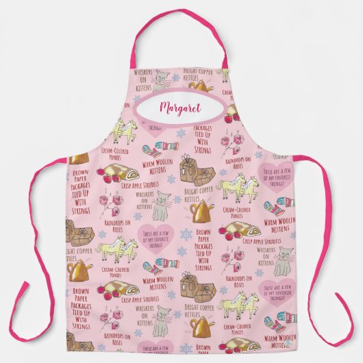 My Favorite Things Cute Retro Girly Pastel Pink Schürze (Vorderseite)