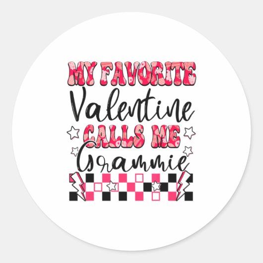 My Favorite Valentine Calls Me Grammie Valentines Runder Aufkleber (Vorderseite)