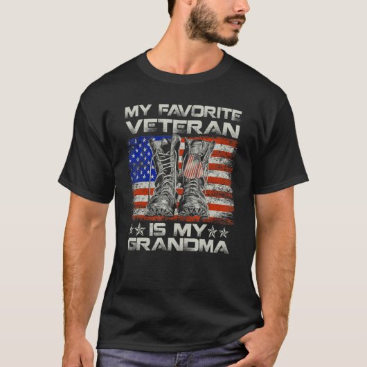 My Favorite Veteran Is My Grandma Combat Boots Ame T-Shirt (Vorderseite)