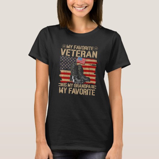 My Favorite Veteran Is My Grandpa Combat Boots Ame T-Shirt (Vorderseite)