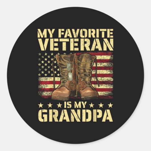 My Favorite Veteran Is My Grandpa Grandfather Vete Runder Aufkleber (Vorderseite)
