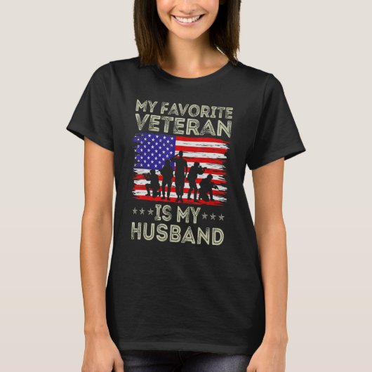 My Favorite Veteran Is My Husband American Flag Ve T-Shirt (Vorderseite)
