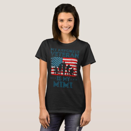 My Favorite Veteran Is My Mimi American Flag Veter T-Shirt (Vorne ganz)