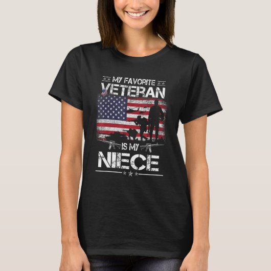 My Favorite Veteran Is My Niece Flag Mother Vete T-Shirt (Vorderseite)