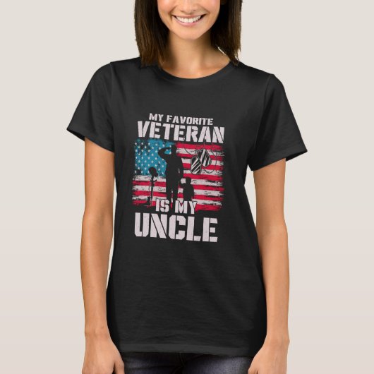 My Favorite Veteran Is My Uncle American Flag Fath T-Shirt (Vorderseite)