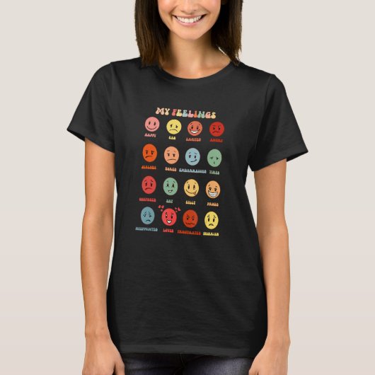 My Feeling Happy Face Emotions Groovy For Man Woma T-Shirt (Vorderseite)
