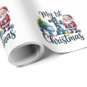 My First 1st Christmas Blue Baby Boy Xmas Snowman Geschenkpapier (Rolleneckpunkt)