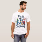 My First 1st Christmas Blue Baby Boy Xmas Snowman T-Shirt (Vorne ganz)