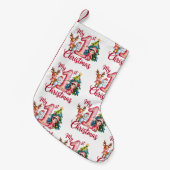 My First 1st Christmas Pink Baby Girl Xmas Snowman Kleiner Weihnachtsstrumpf (Vorderansicht (hängend))