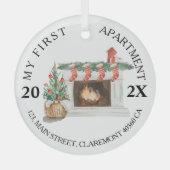My First apartment keepsake fireplace Ornament Aus Glas (Vorderseite)