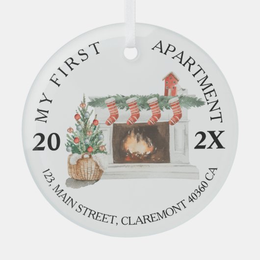 My First apartment keepsake fireplace Ornament Aus Glas (Vorderseite)